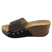 Refresh IE86 Women's Rhinestone Studded Slip On Platform Wedge Sandal