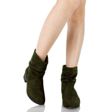 Soda Energy Women's Slouchy Pull On Low Block Heel Ankle Booties
