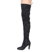 Wild Diva Lounge FF18 Women's Drawstring Stretchy Over The Knee Block Heel Boots