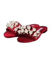Women Velvet Faux Pearl Sandal - Casual, Dressy, Trendy - Pearl Slide - GH30 By Cape Robbin