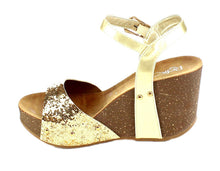 Refresh Women's Mara-08 Platform Cork Wedge Glitter