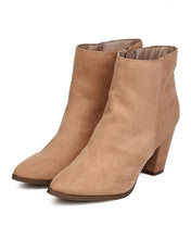 Breckelles GA93 Women Faux Suede Pointy Toe Chunky Heel Bootie