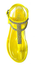 Kali Footwear Little Girl's Clara Jr. Jelly T-strap Rhinestone Flat Gladiator Sandals