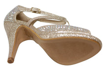 Bella Marie Shania-1 Women's peep toe rhinestone glitter crossing strap dance sandals