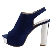 Reneeze AF75 Women's Platform Slingback Ankle Strap Metallic Block Heels