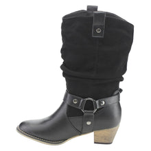 Refresh AD44 Women's Western Cowgirl Pull On Block Heel Slouchy Mid Calf Boots