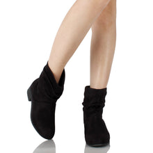 Soda Energy Women's Slouchy Pull On Low Block Heel Ankle Booties