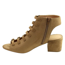City Classified Women's Strappy Buckle Open Toe Chunky Stacked Heel Ankle Bootie