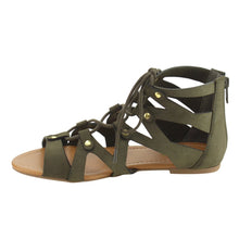 Soda Women's Open Toe Lace Up Strappy Ankle Flat Sandals