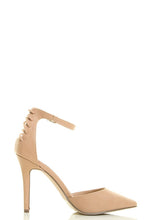 Breckelles Womens Pointy Closed Toe Ankle Strap Lace Up High Heel Pump Sandal