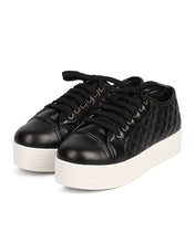 Breckelles DI87 Women Leatherette Quilted Cap Toe Flatform Sneaker
