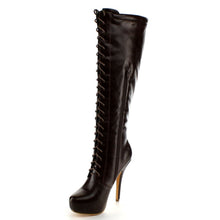 Nature Breeze Amber-04 Women's High Platform Stiletto Heel Lace Up Boot