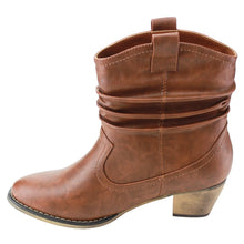 Refresh AD43 Women's Western Cowgirl Pull On Block Heel Slouchy Ankle Booties