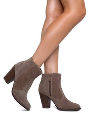 Breckelle's Womens Almond Toe Faux Suede Think Chunky Heel Cowboy Ankle Bootie