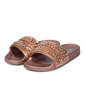 Cape Robbin Moira-18 Women Metallic Chained Flat Sandal - Casual Lounge Street Fashion Open Toe Slide