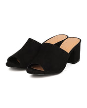 Women Faux Suede Chunky Heel Mule - Casual, Everyday, Dressy - Peep Toe Pump - GC40 By Wild Diva